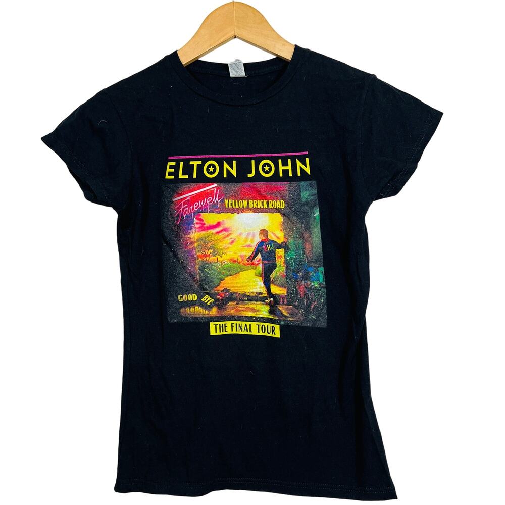 Elton John Final Tour Merch Baby Doll Tee Graphic Black - S